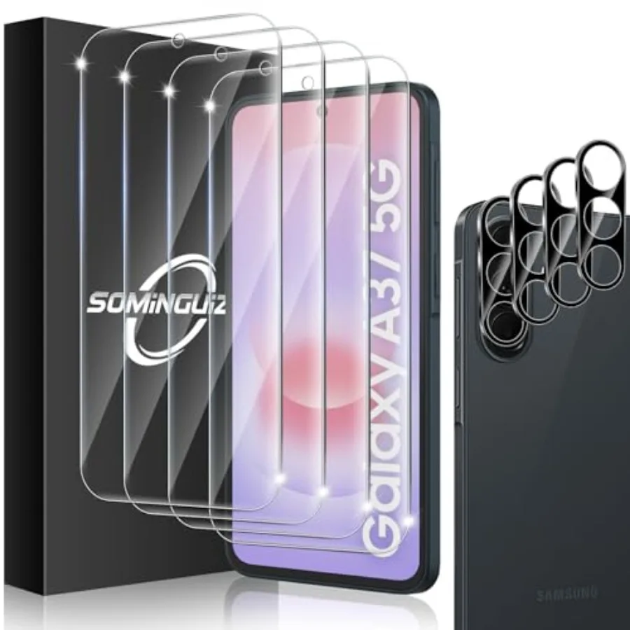 

4+4 Pack for Samsung Galaxy A37 5G Screen Protector and Phone Camera Lens Protector 9H Tempered Glass Cell Phone Protector Gala