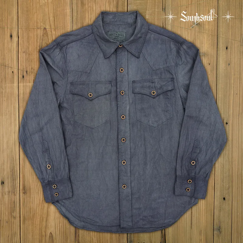 American Retro Cotton and Linen Handmade Plant Dyed Base Western Shirt Coat Dyed Grass and Wood Dyed Thin Coat
