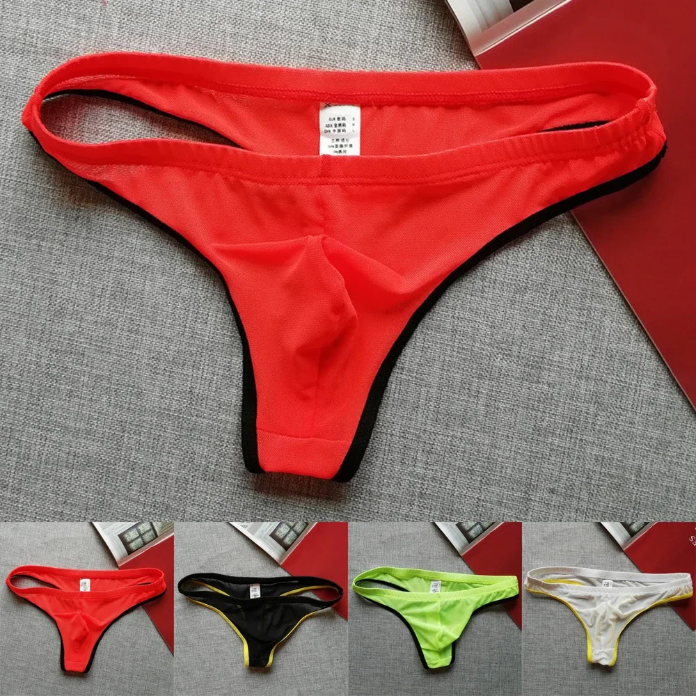 Брюки Sissy, мужские сексуальные трусы-бикини с низкой посадкой, прозрачные ультратонкие дышащие стринги, нижнее белье, сексуальное женское белье, быстросохнущее