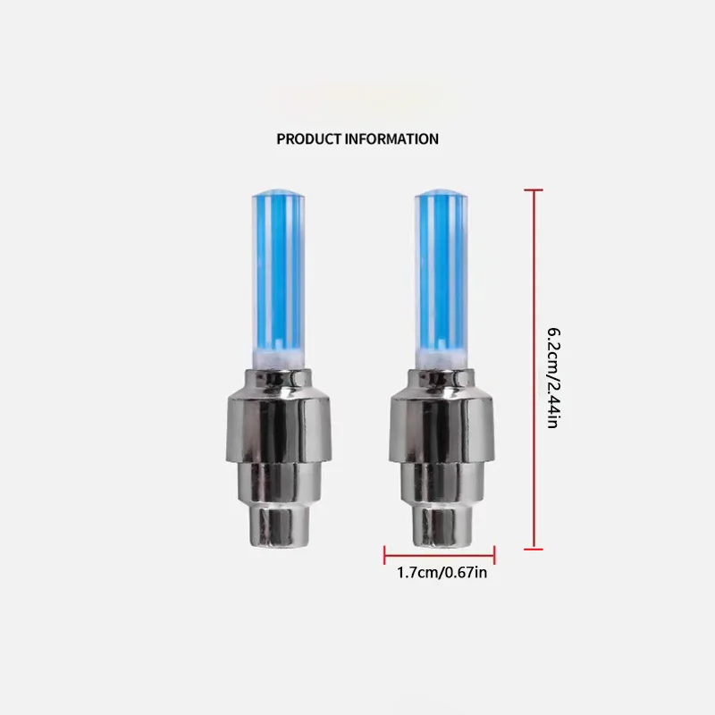 2PCS Bicycle Bike LED Lights Tire Valve Cap Flashlight Auto Car Motorcycle Tire Air Valve Wheel Spokes Light Bike Accessories