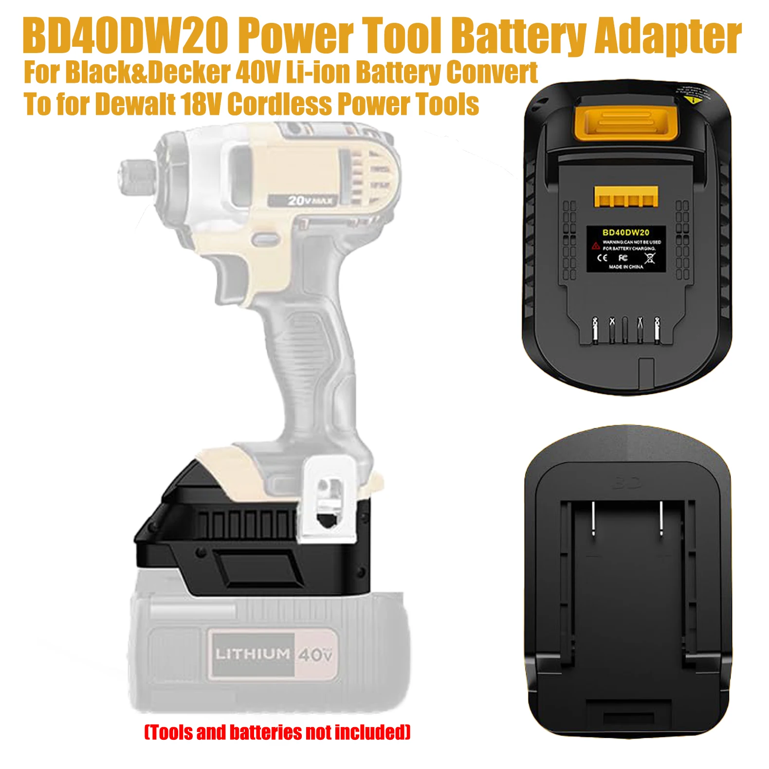 

HAKSINKY BD40DW20 Power Tool Battery Adapter for Black&Decker 40V Lithium-ion Battery To for Dewalt 20V Cordless Power Tool Use