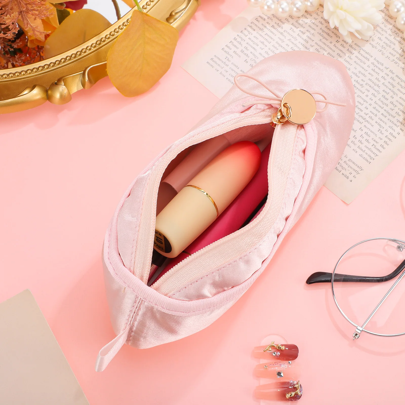 

Ballet Shoes Pencil Case Large Capacity Fabric Material Portable Pen Makeup Bag Travel Accessories For Dancer Lover Student
