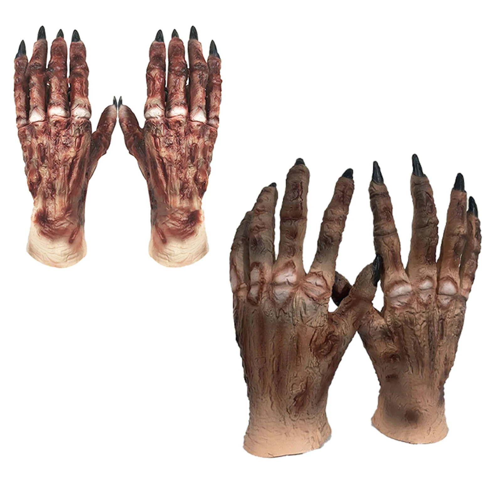 1 paire de gants de démon effrayants, mitaines à pattes d'halloween, fourniture de Cosplay, gants mains fantômes en Latex, horreur effrayant pour adultes et enfants, accessoire