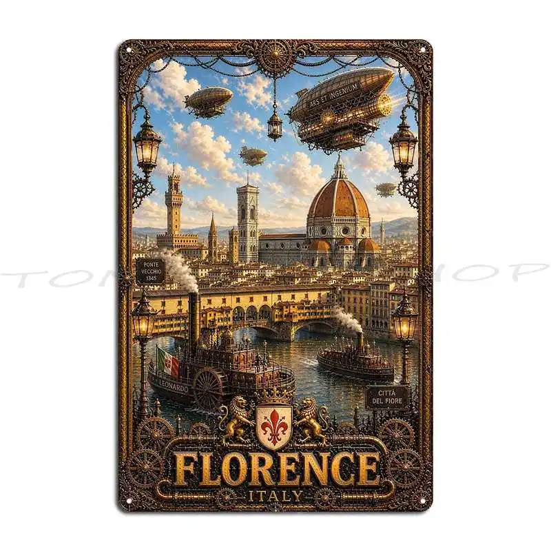 Empire Of Steam Florence Renaissance Machines Metal Plaque Poster Wall Cave Funny Vintage Character Tin Sign Poster