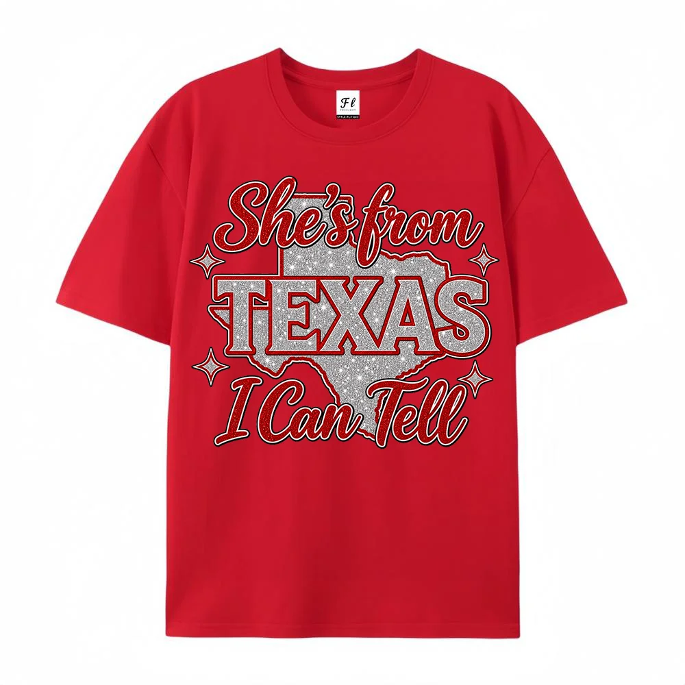 Women Texas Graphic T Shirt Western Cowgirl Glitter Print Short Sleeve Tee Casual Summer Tops Fashion Streetwear  ﻿