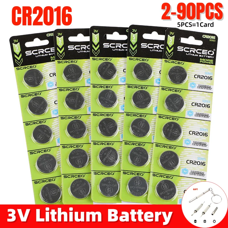 2-90pcs CR2016 3V Lithium Button CR 2016 Battery DL2016 BR2016 DL2016 LM2016 Coin Cell Watch Batteries for Toys Clock Remote