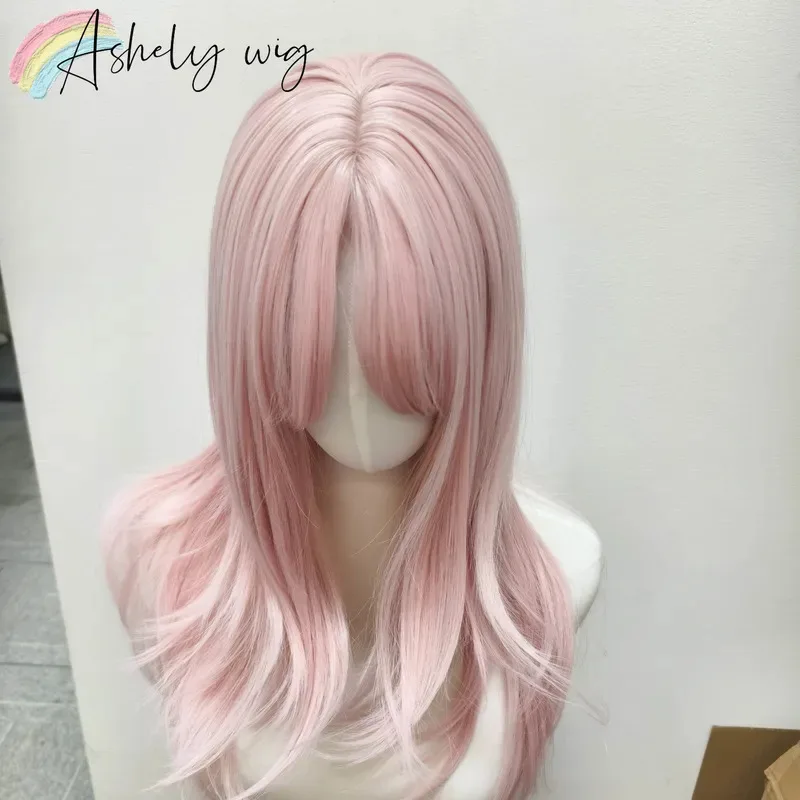Ashely الوردي شعر مستعار لوليتا أنثى عقال الجسم متموجة نماذج الشعر الوردي في الانفجارات الفرنسية عالية المستوى محاكاة شعر مستعار شعر مستعار اصطناعي