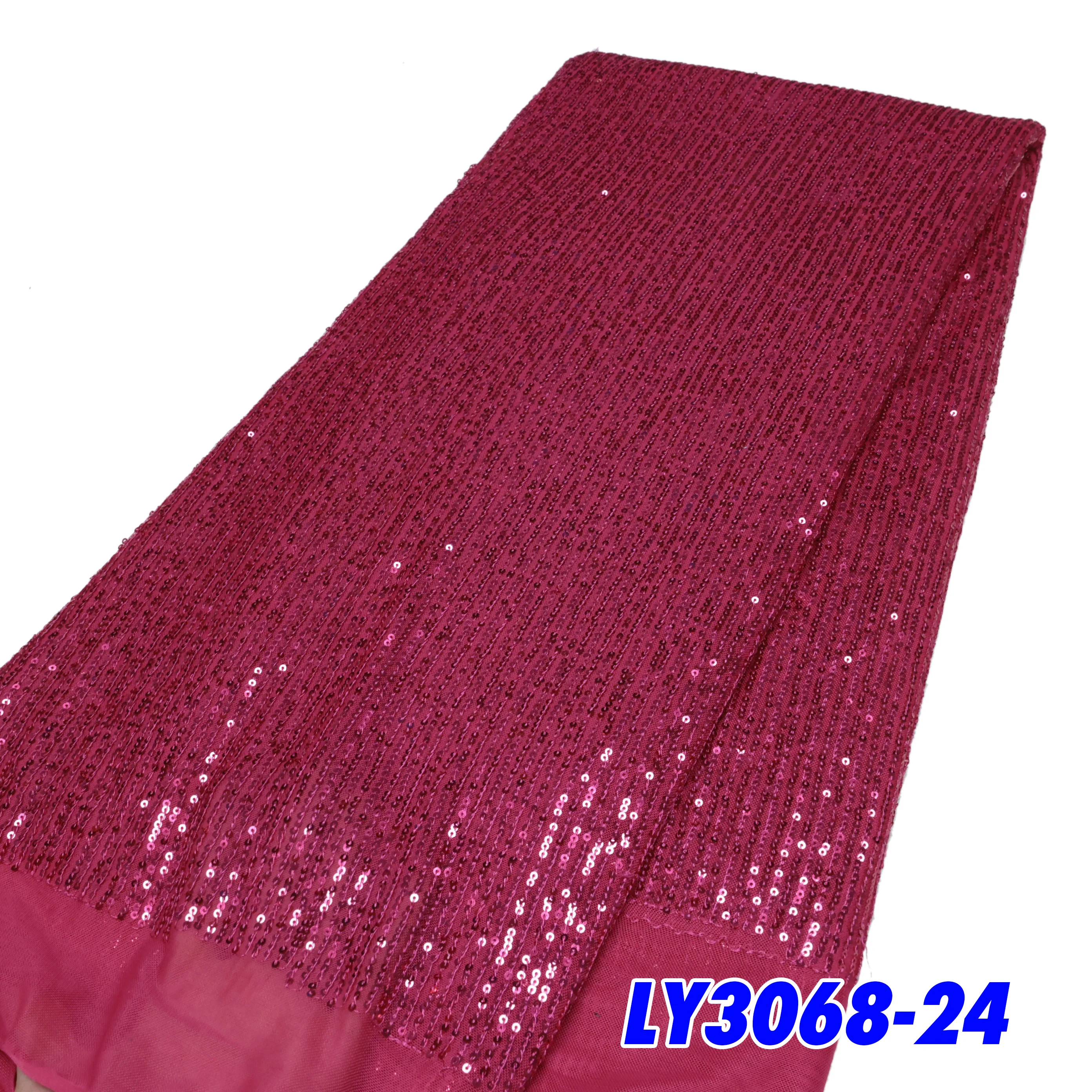 Wholesale French Sequins Lace Fabric 2025 Luxury High Quality African Embroidery Mesh Lace Fabric For Women Wedding Dresses