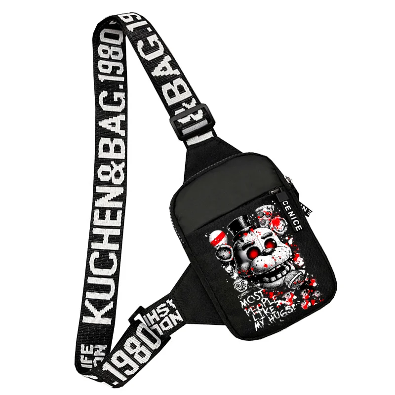 Cinco noites em freddys bolsa de ombro esportes casuais mini sacos de telefone fnaf dos desenhos animados anime figura impressa masculino crossbody pacote presente