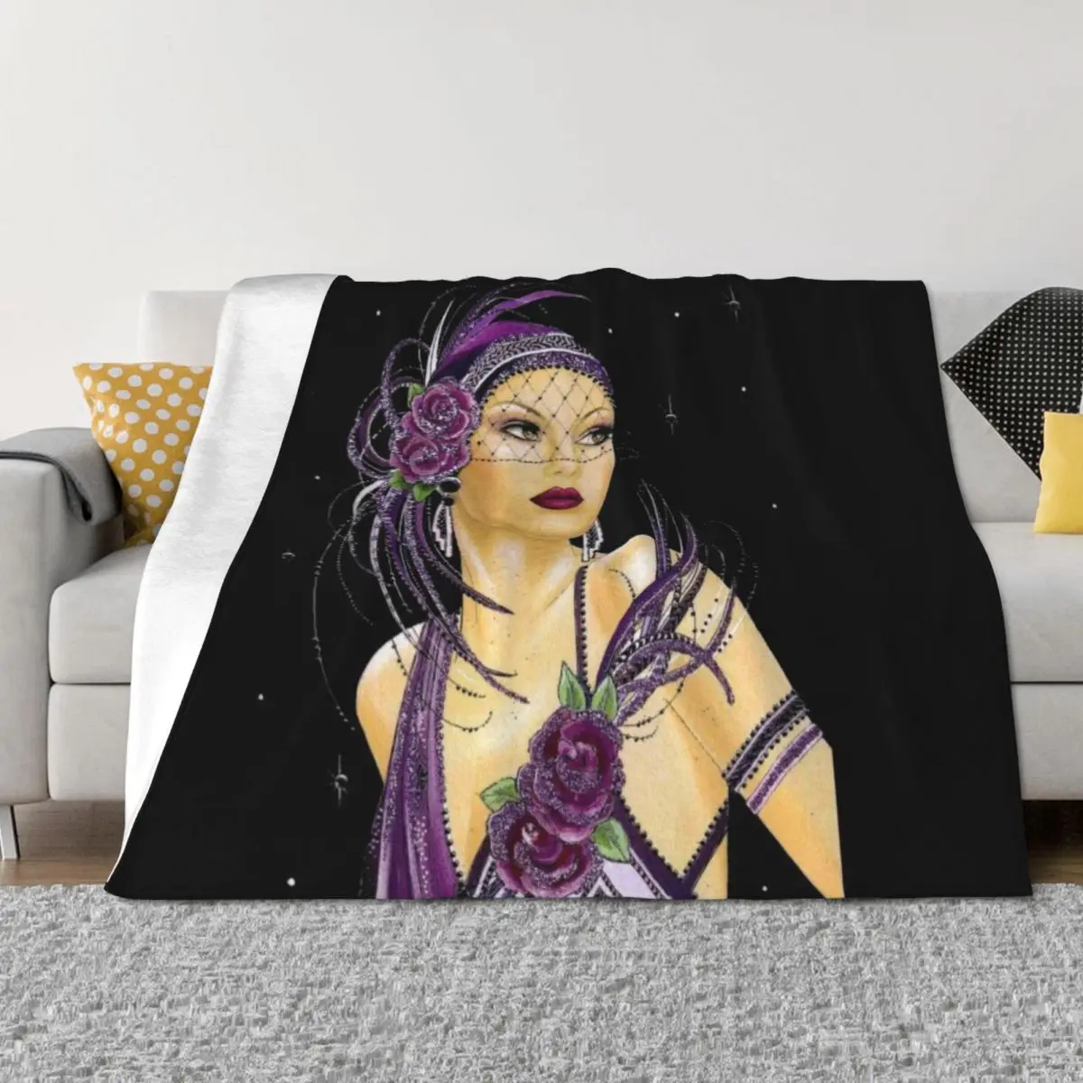 

FLAPPER : Vintage 1930 Art Deco Print Throw Blanket Thermals For Travel Single Nap For Decorative Sofa Blankets