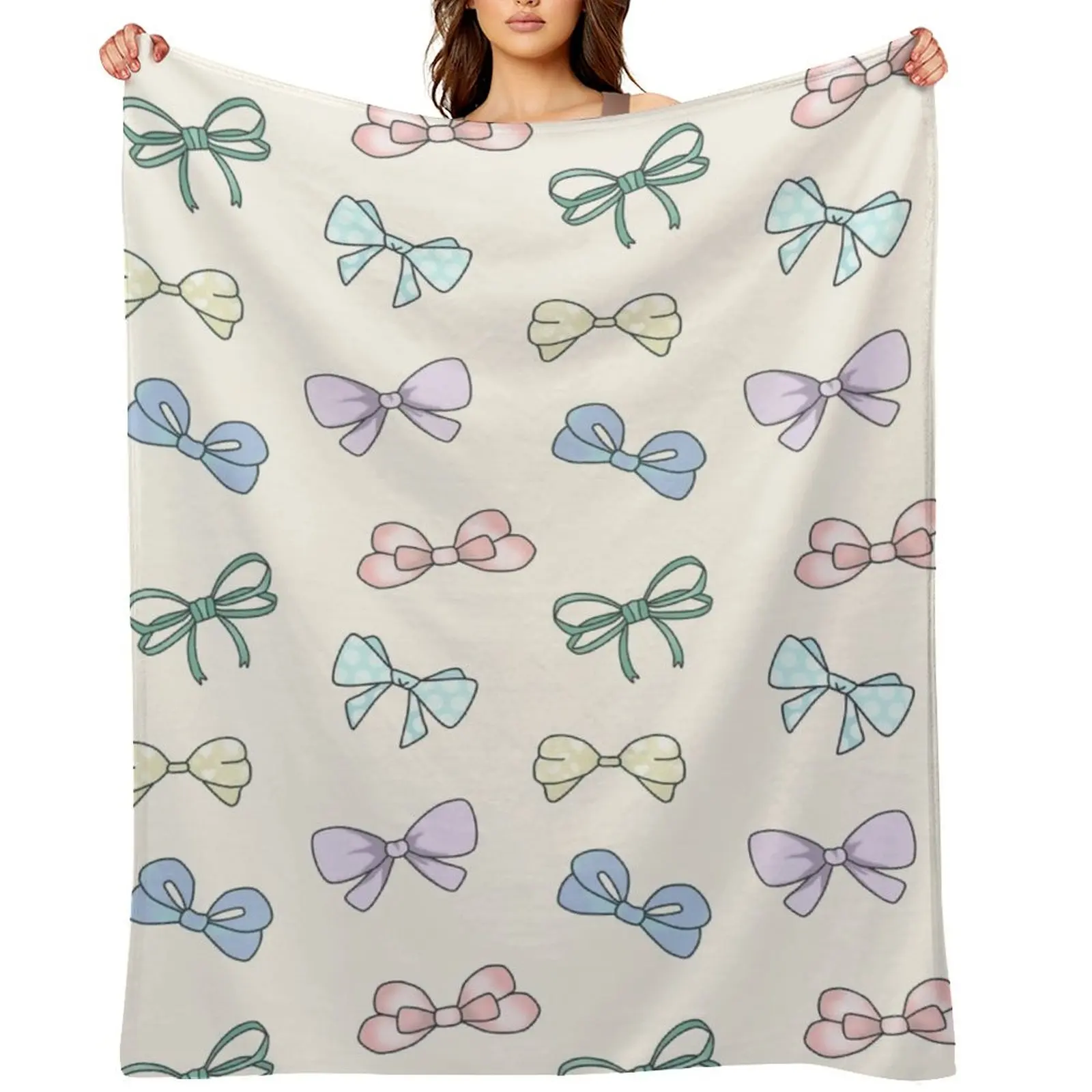 

Kawaii Bow Pattern Color 2 Throw Blanket Heavy Thins halloween Flannel Fabric Blankets