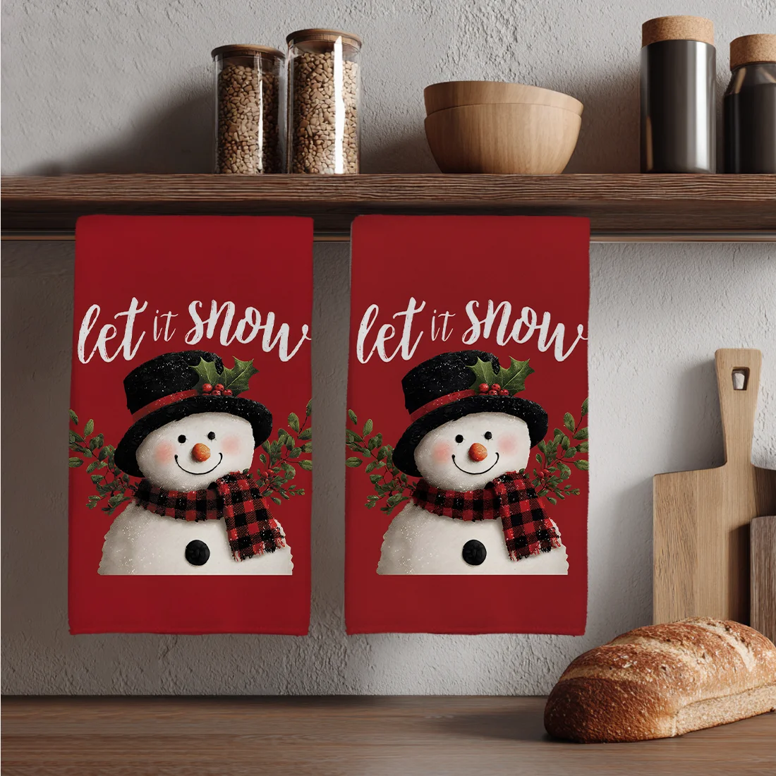 

2PCS Christmas Theme Snowman Holly Kitchen Towels Dish Towel Dish Cloths Dry Cloth for Kitchen Christmas Decor 40x60cm