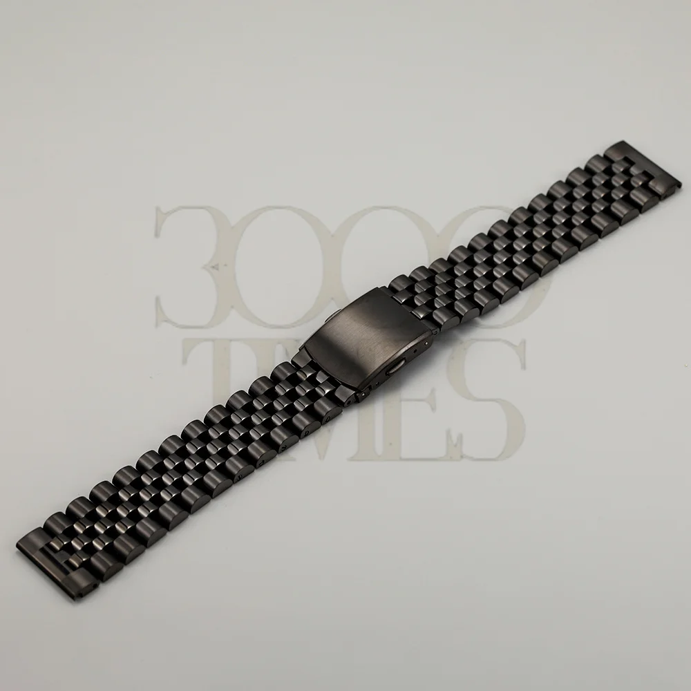 20mm 22mm 24mm Black Solid buckle Stainless Steel Jubilee Watch Strap Bracelet With Quick Release Bar Fit For SKX 007 005 RLX