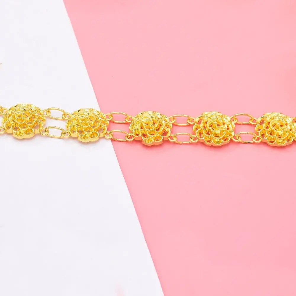 سلسلة خصر ذهبية اللون للرقص الشرقي الهندية العرقية ، تايلاندية غجرية ، تركية ، أحزمة زهور مجوفة ، فستان أفغاني ، مغربي