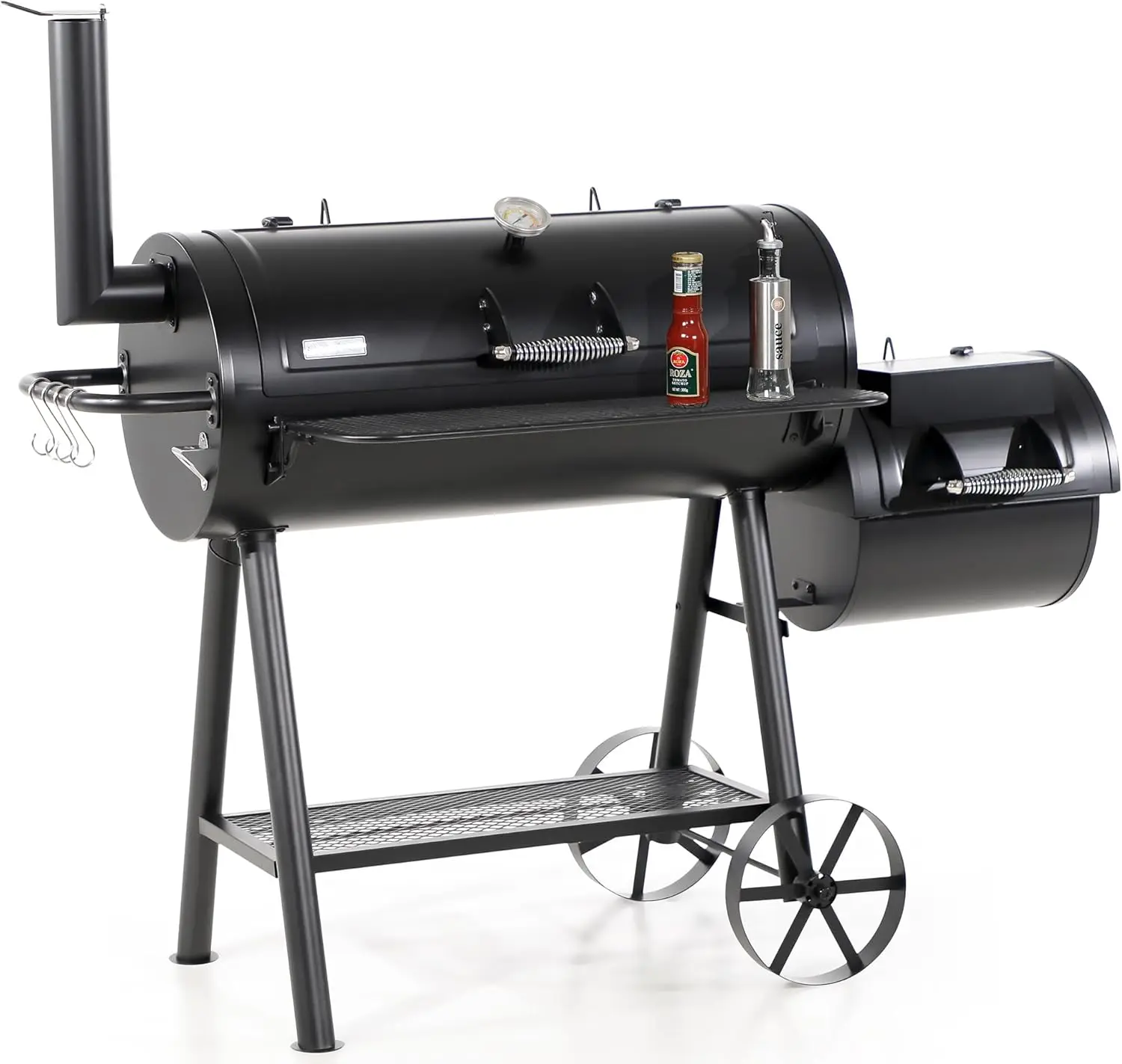 Captiva Designs Heavy Duty Outdoor Smoker,Extra Large Cooking Area(941 sq.in. in Total) Offset Smoker, Best Charcoal Smoker