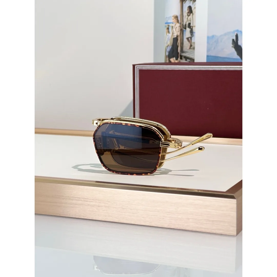 JMM KOENIG Klappbare rechteckige Sonnenbrille mit Metallrahmen, UV400, neue modische Brille, Unisex, mit Etui