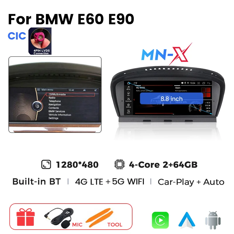 MEKEDE Android 14 Auto Multimedia Speler Voor BMW 3 Serie E60 E61 E63 E64 5 Serie E90 E91 E92 E93 CCC CIC DSP Carplay Auto Radio