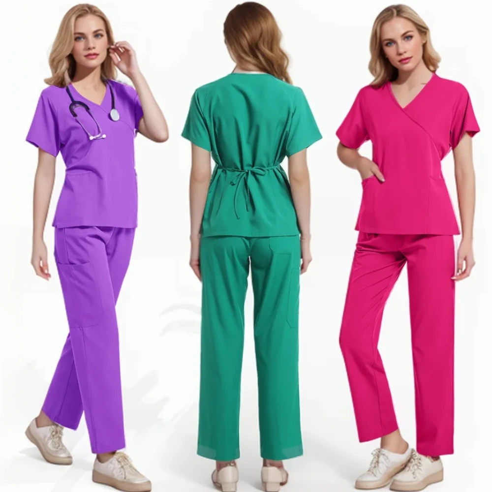 Women Scrubs Sets Slim Fit Medical Uniform Surgical Gowns Nurse Accessories Pet Shop Dental Clinic Pharmacy Workwear Clothes