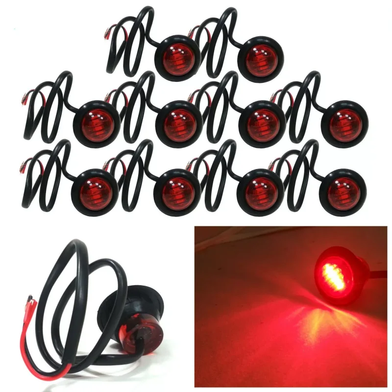 10PCS Red Car External Lights 12V 3 LED Auto Car Bus Truck Wagons Side Marker Indicator Trailer Light Rear Side Lamp