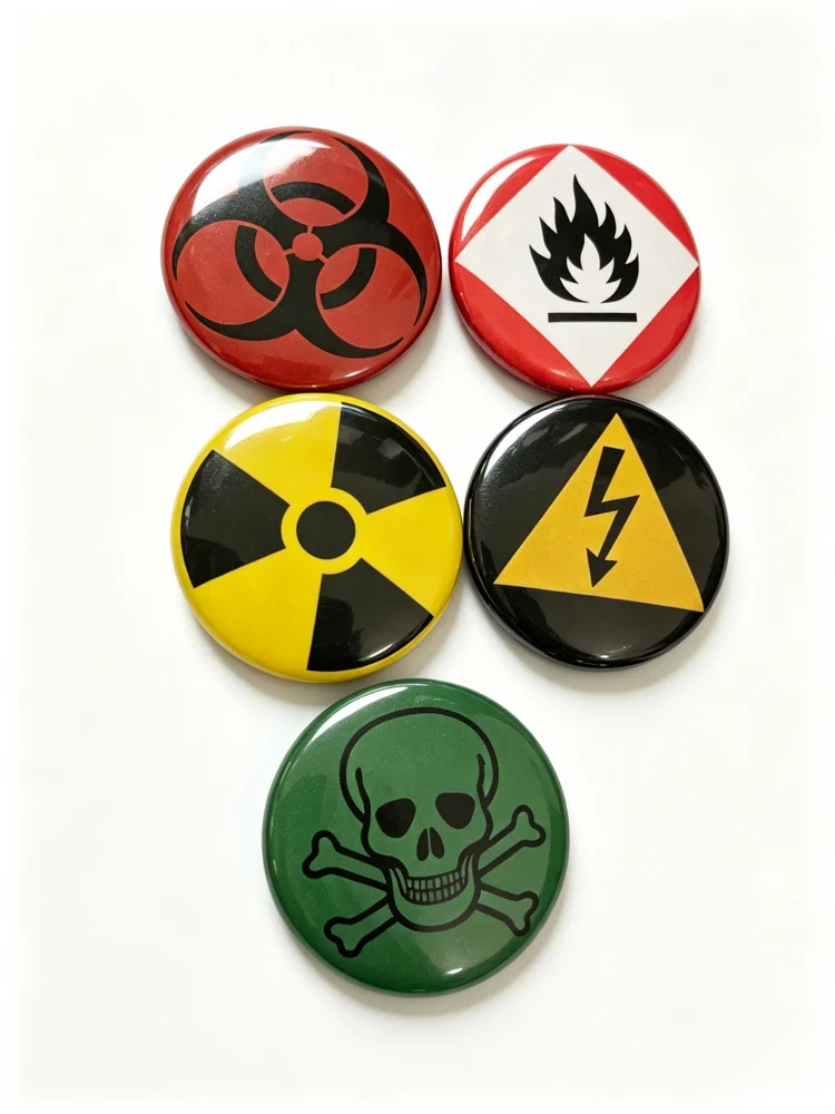 Ha Zard Symbol Button Pins Punk Alt Grunge Accessories Biohazard Danger Sign Badge Brooch For  Backpack Decor Collectible Gift