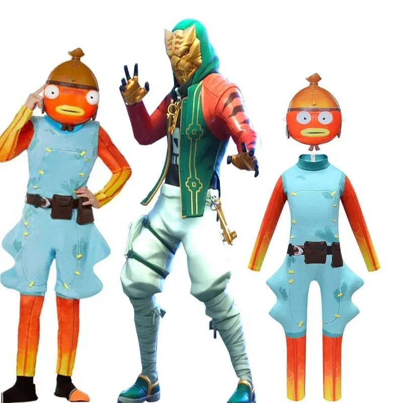 

Halloween Kids Costume game Fish Cos Jumpsuit Boy Christmas Birthday Party Fancy Carnival Costumes Identity Cosplay Fish suit