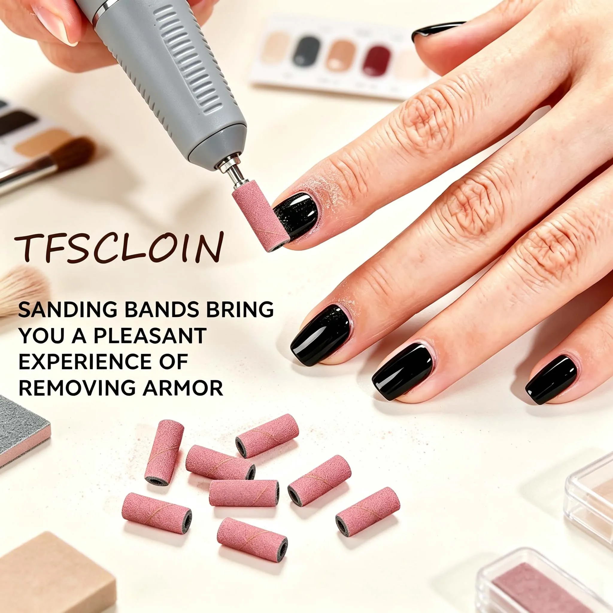 50pcs Sanding  Bands For Electric Manicure Machine, With Mandrel,80/150/180/240 Grit Nail Drill Grinding Bit Files Pedicure Tool view 3