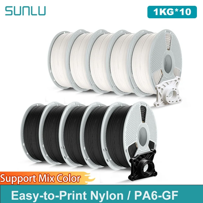 

SUNLU 10KG Easy-to-Print Nylon /PA6-GF Filament Heat-Resistant 3D Printer Filament No-Cracking No-Warping 3D Filament