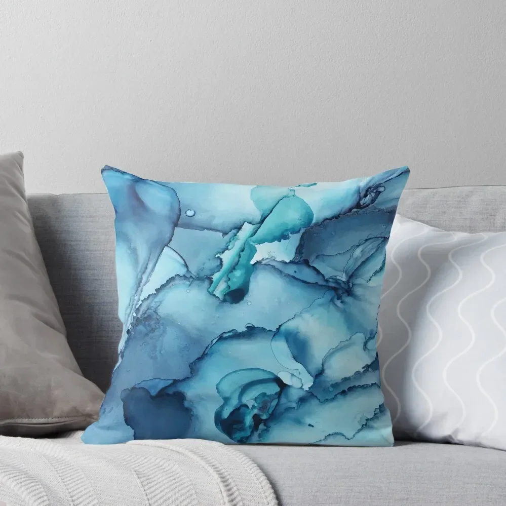 The Blue Abyss - Alcohol Ink Painting Throw Pillow Cushion Cover Set Custom Cushion pillow