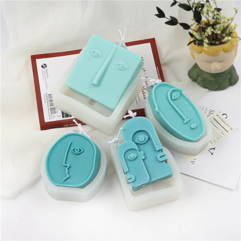 ثلاثية الأبعاد الفن مجردة وجه الإنسان شمعة قالب من السيليكون لتقوم بها بنفسك الشمال تصميم شمعة صنع الجص رائحة قوالب الصابون ديكور المنزل الحرفية هدية