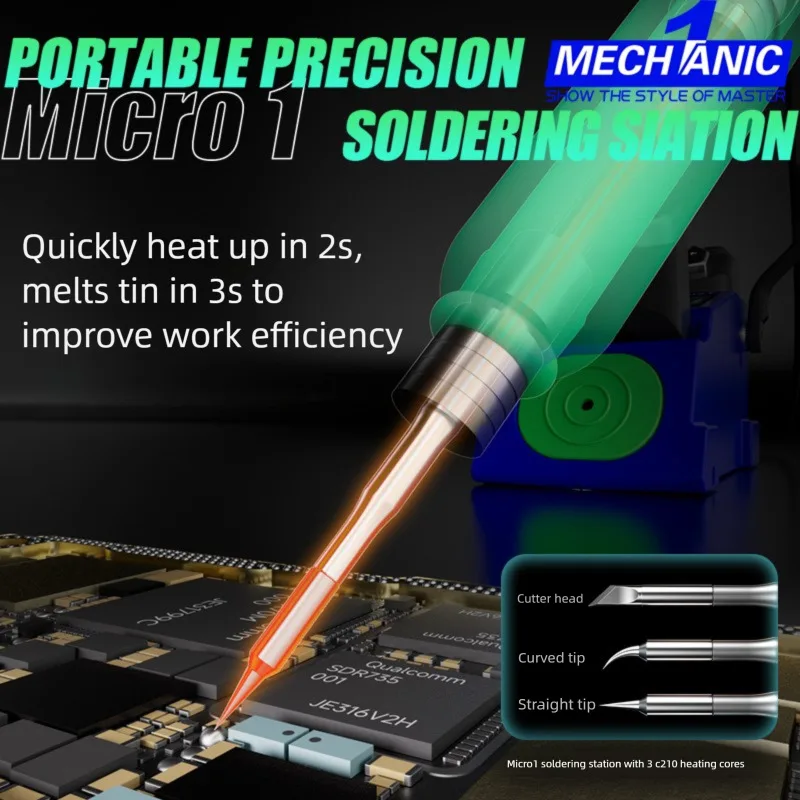 Mini Soldering Iron Kit with Auto Hibernation & Cable Management Include Adjustable Stand & Tip Holder for Phone/Computer Repair