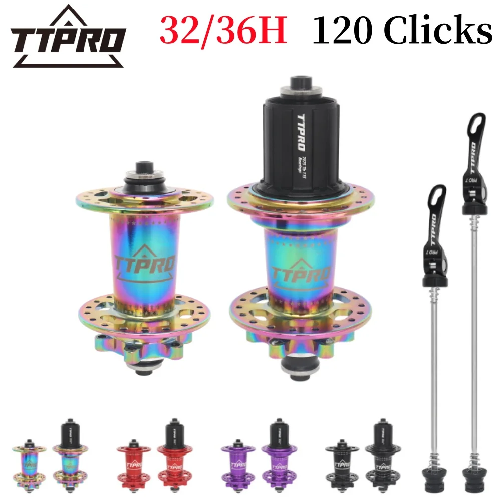 TTPRO 120 Click Hub 6 Bearing MTB Hub Front Rear 32 36 Holes Disc Brake Mountain Bike Hubs 7 8 9 10 11 12 Speed Bicycle Parts