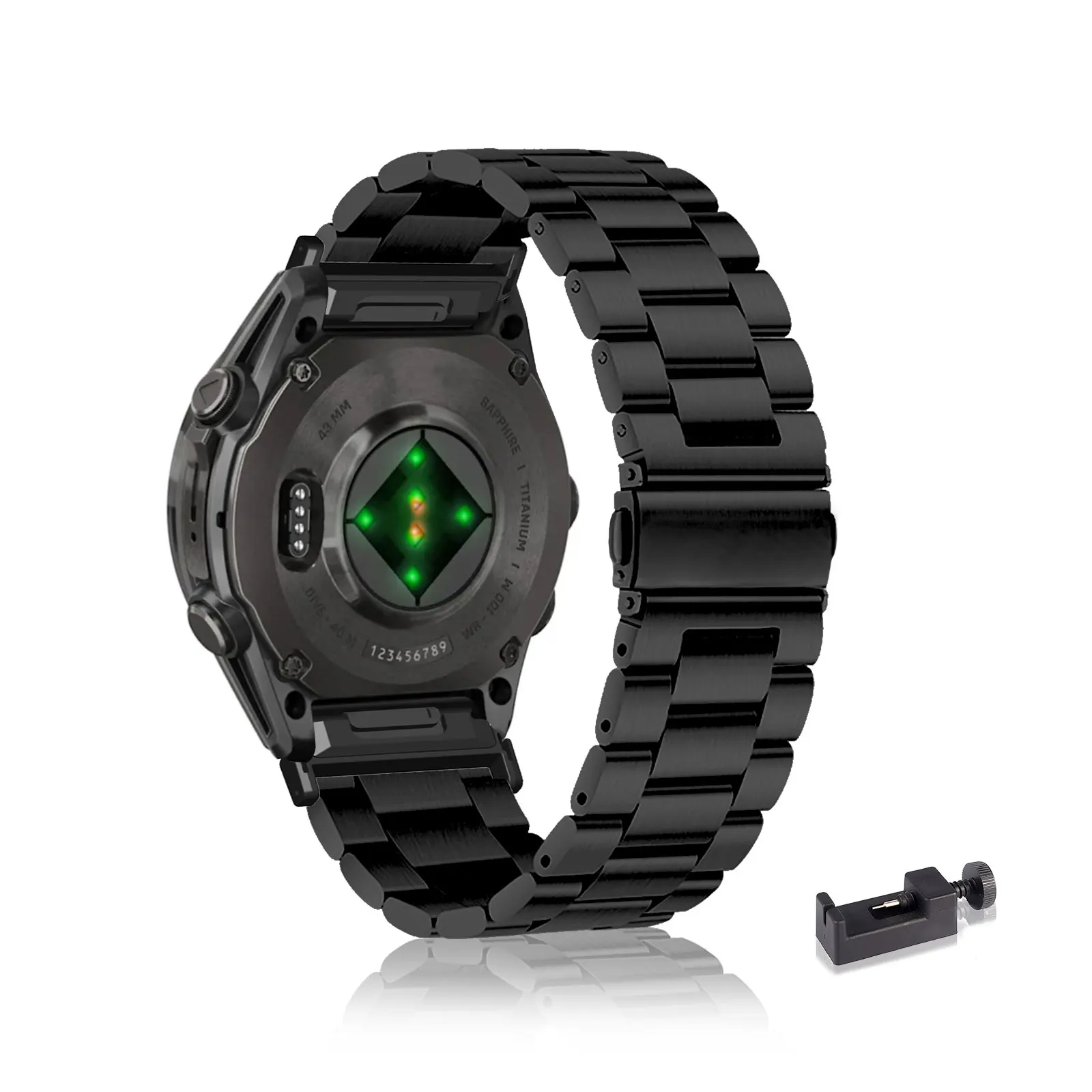 

Stainless Steel Band for Garmin Fenix 8 43mm/Fenix 6S/Fenix 6S Pro/Fenix 6S Sapphire Band, Three Columns Metal Replacement Strap