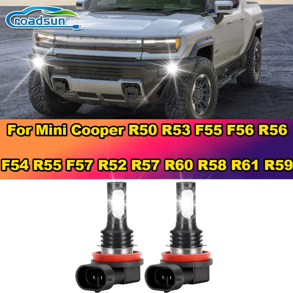 ROADSUN Car LED Fog Light Bulbs Super Bright Fog Lamp For Mini Cooper R50 R53 F55 F56 R56 F54 R55 F57 R52 R57 R60 R58 R61 R59