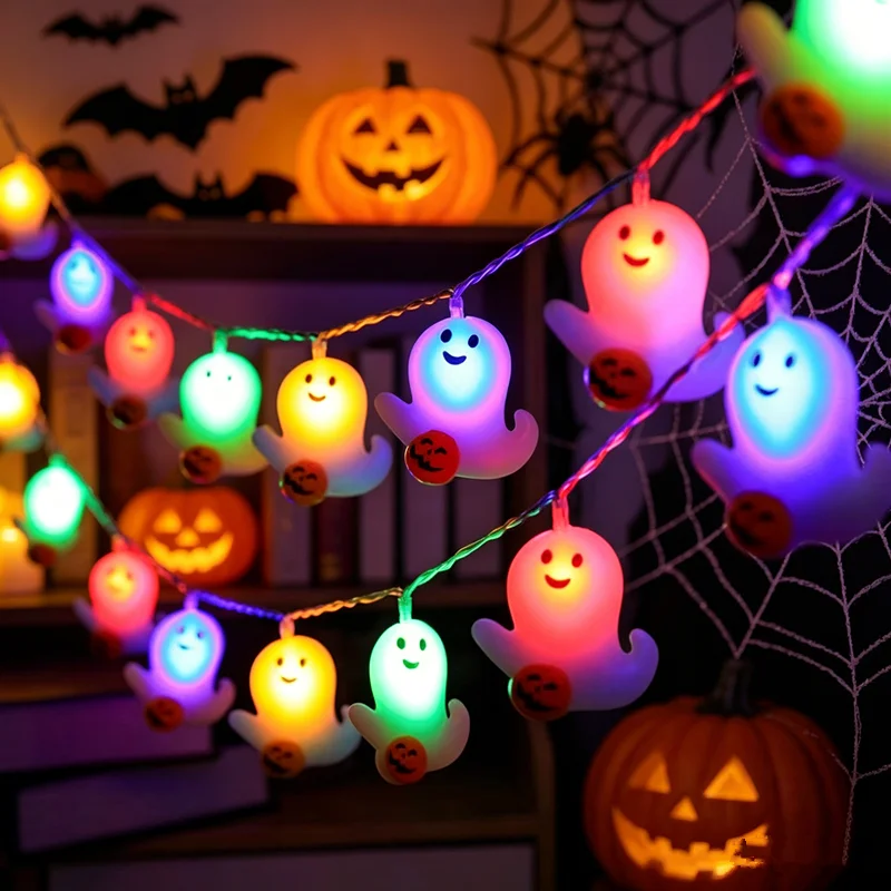 Halloween Ghost String Lights Pumpkin Decorative Lights LED Fairy Lights Battery Powered Indoor Outdoor Party Halloween Decor