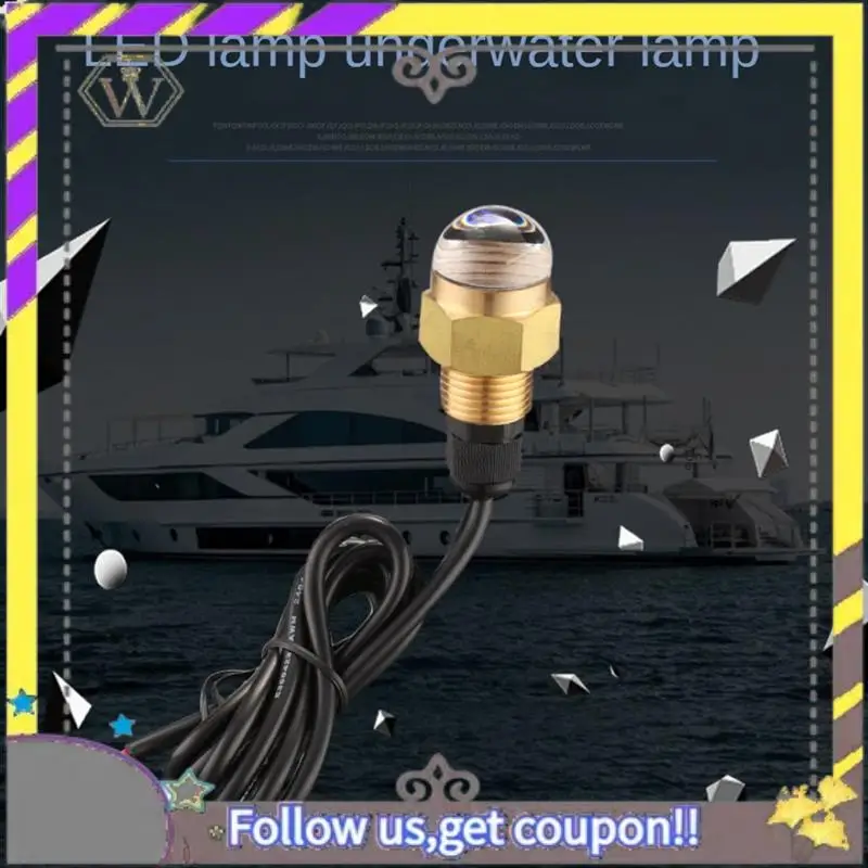 ABXV-Marine Boat LED Underwater Light Lamp 12V Brass Glass Blue Drain Plug 1/2 Inch NPT Yacht Accessory