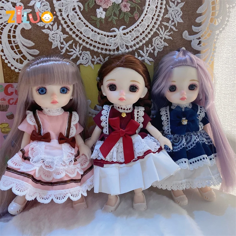 1/8 BJD Mini Dolls with Clothes Kawaii Doll 16cm Dolls for Girls Children's Toys Birthday Xmas Gifts Princess Dress Up Toy