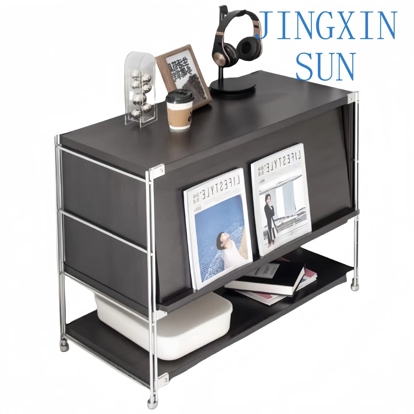 68CM High Bedside Table Combination Double Drawing Cabinet Magazine Cabinet Bauhaus Stainless Steel Shelf