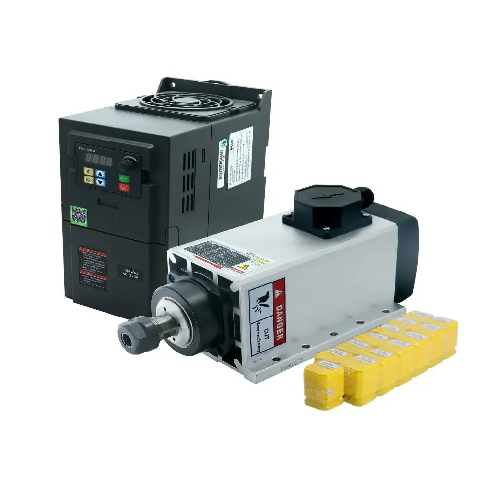 Suitable For 3.5kw ER20 220V Square Flyedge Junction Box Spindle 18000RPM Motor Bearing Clamp Assembly, Used For CNC Drilling