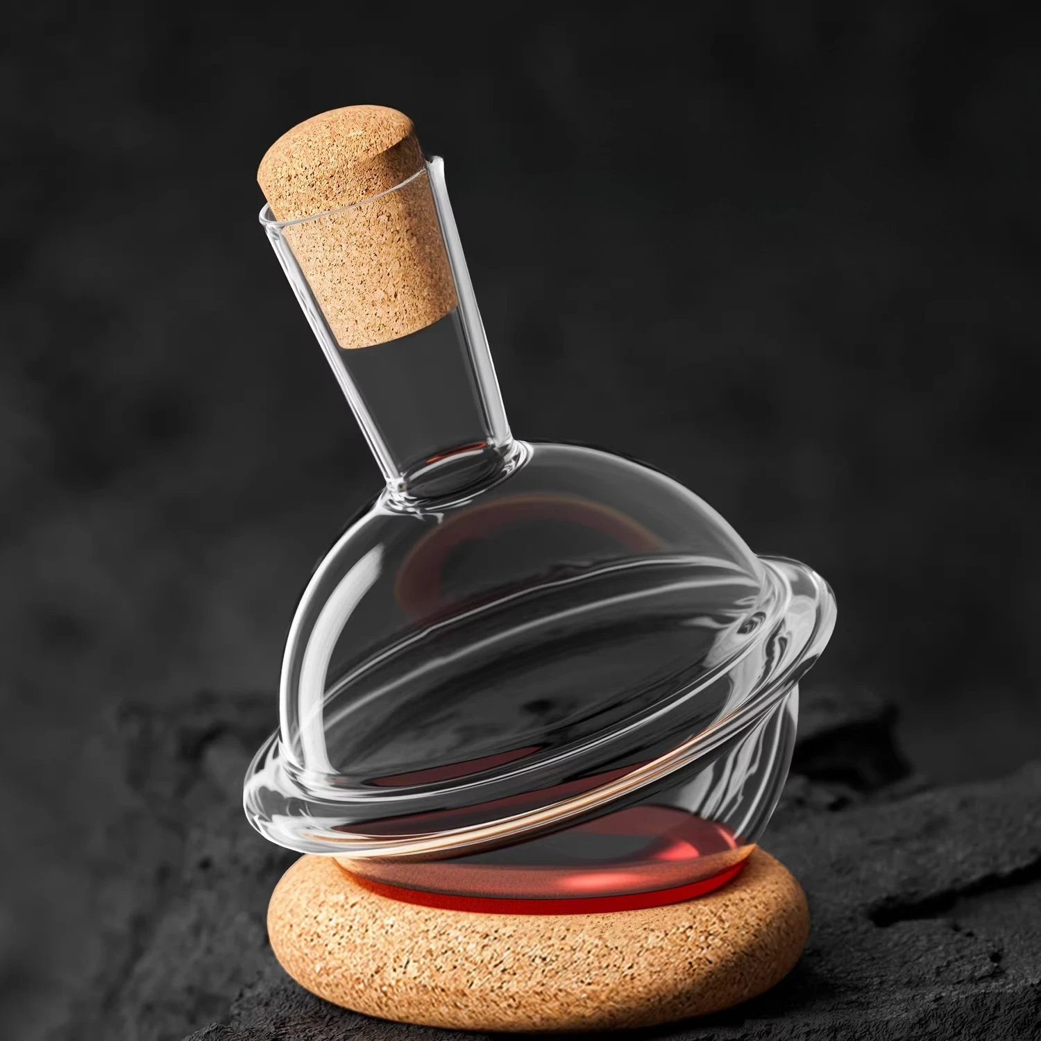 

Стеклянный графин для вина с деревянной подставкой и пылезащитной герметичной пробкой, высококачественный термостойкий диспенсер для вина с функцией охлаждения для домашнего использования