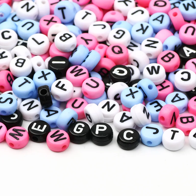 100-300pcs Mixed Letters Beads Round Flat Alphabet Spacer Beads For Jewelry Making Handmade Bracelet Necklace Diy Accessories