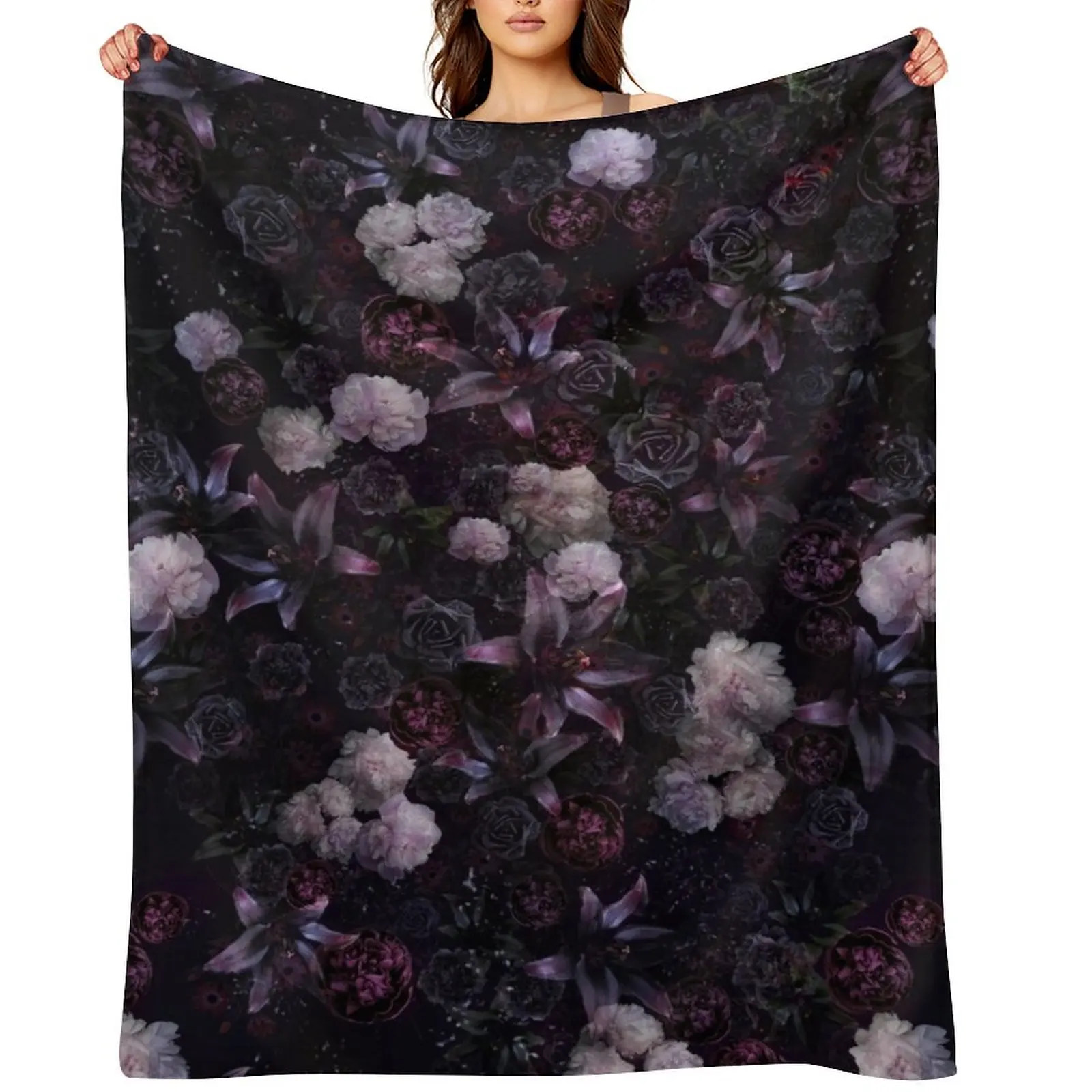 

Midsummer Nights Dream #Dark Floral #Midnight #Black #Rose #Night Throw Blanket Beach Blankets For Baby sofa bed Soft Blankets