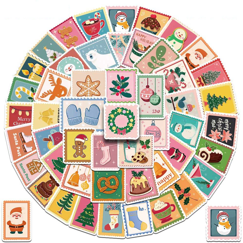 10/30/50 قطعة مضحك الكرتون عيد الميلاد ختم ملصقات لطيف سانتا كلوز الأيائل الكتابة على الجدران الشارات سجل القصاصات الأمتعة الهاتف ملصق التعبئة #3