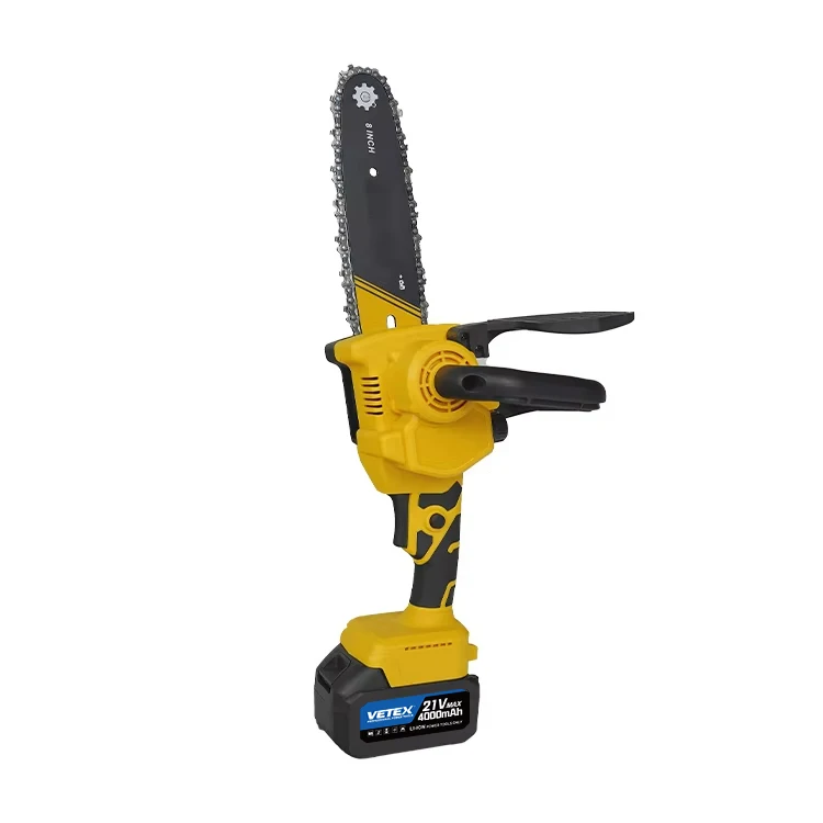 Professional Grade Brushless Motor Li-ion Battery Powered 8 Inch Handheld Cordless Chainsaw for Wood Cutting