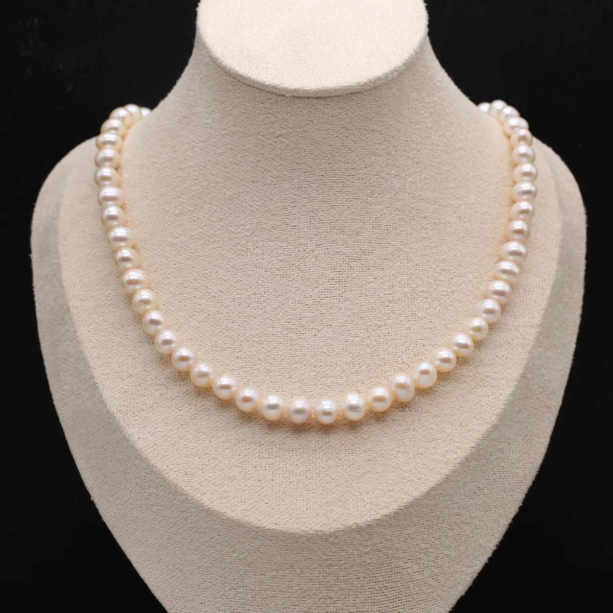 

5A Natural Freshwater White Pearl High Quality 7-8mm Beads Necklace for Women's Wedding Anniversary Bridal Elegant Gift