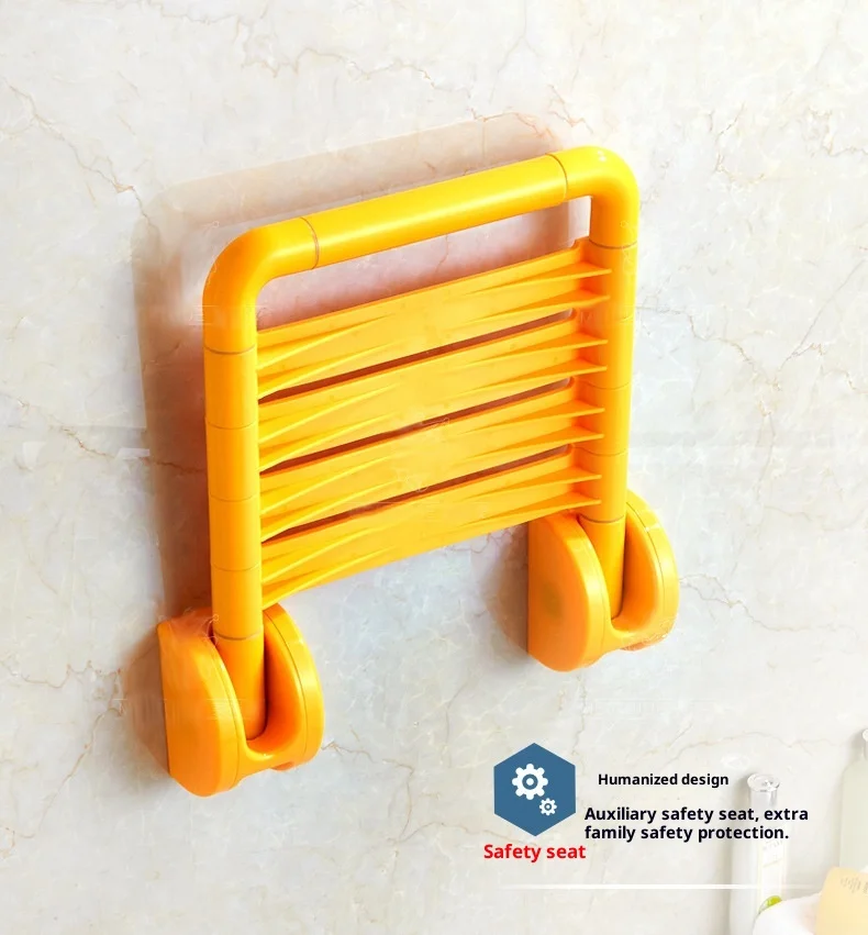 كرسي استحمام مثبت على الحائط بتصميم عصري من الفولاذ المقاوم للصدأ قابل للطي ومضاد للانزلاق وصديق للبيئة لسلامة المسنين في الحمام