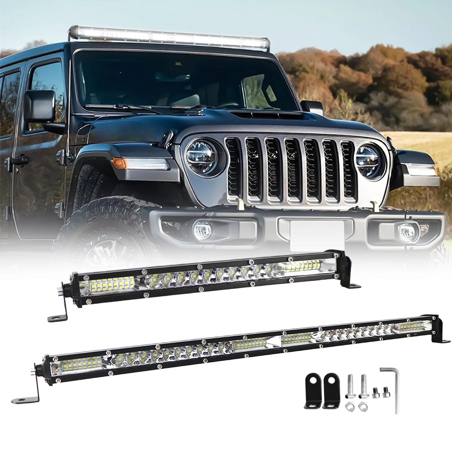 

Светодиодная фара-балка 10-20 дюймов для бездорожья, белый/желтый, точечный/рассеянный свет, для автомобиля, квадроцикла, грузовика, внедорожника, UTV, противотуманная фара