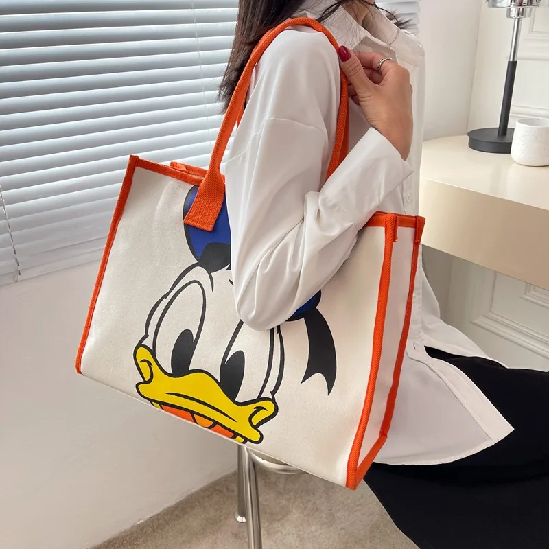 Disney torba o dużej pojemności dziewczęce proste płócienne torby torba na ramię studenckie z nadrukiem duże torby crossbody