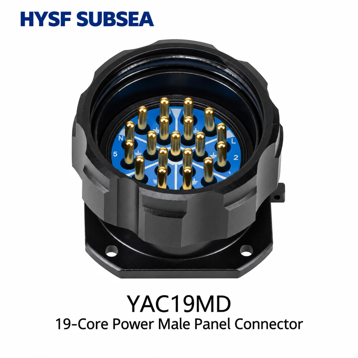 HYSF-SUBSEA SM-19MV Power 19 Pin Male Plug Inline Connector Aluminum Housing Gold-plated Brass Pins (Pre-installed) M40 19-28mm