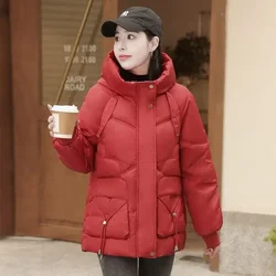 Woman Coat Black Quilted Padded Long Padding Jackets for Women Thick Overcoat Hoodie Red Winter Outer 2024 Trend High Quality