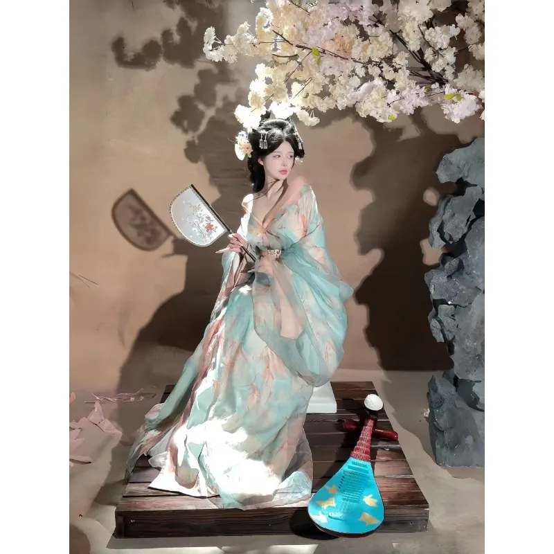 

Warring States robe Hanfu women's ancient Chinese style super fairy elegant trailing straight train skirt ancient style